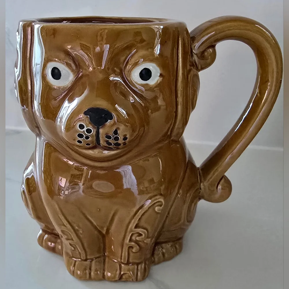 Boston Warehouse Trading Company 3D Dog Stoneware Mugs 16 Oz‎ Set Of Two